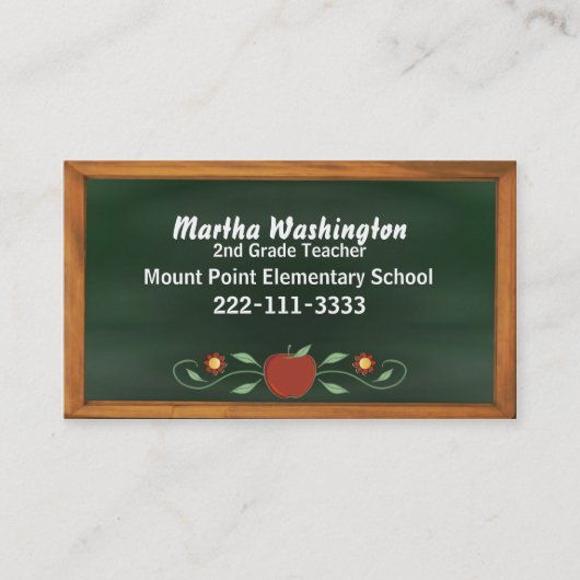 先生の旧式の黒板の名刺 予約カード (正面)