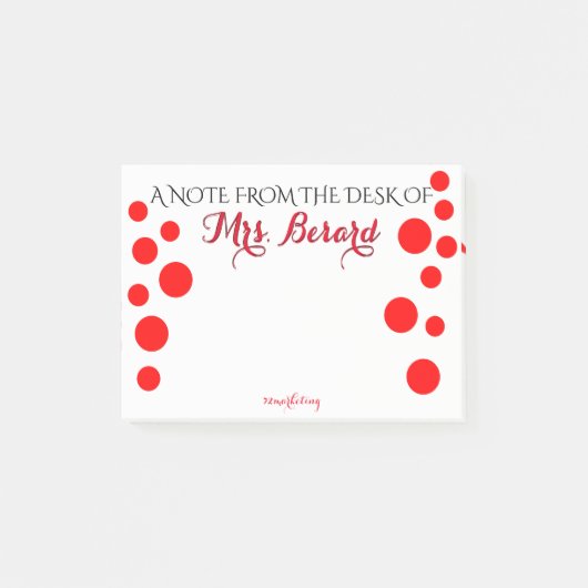 先生の机からのパーソナライズなメモ帳 ポストイット (正面)