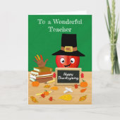 先生の机の上のハロウィンアップル カード (正面)