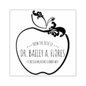 先生の机はリンゴのスタンプを飾る ラバースタンプ (インプリント)