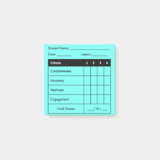 先生の格付けルーブリックのクラス作業の青 ポストイット