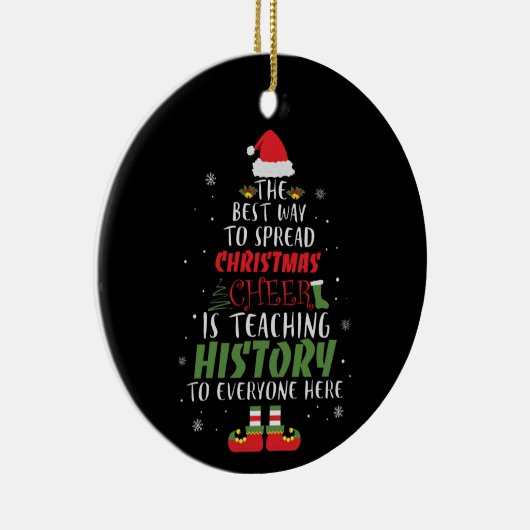 先生の歴史クリスマスワードアート セラミックオーナメント (右)