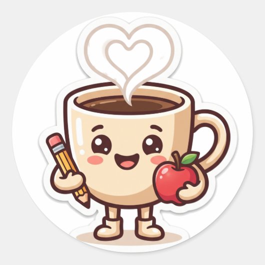 先生の活力コーヒーステッカー ラウンドシール (正面)