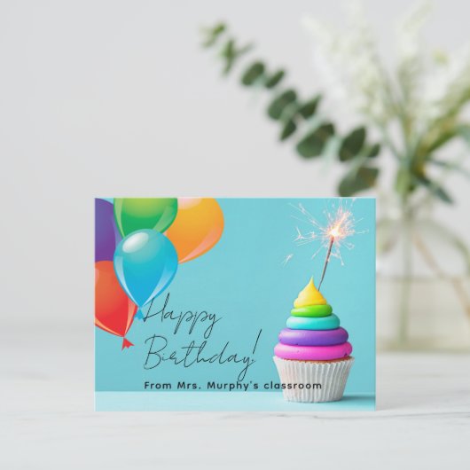 先生の生徒の誕生日 ポストカード (スタンド正面)