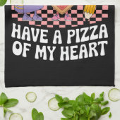 先生の生徒は私のハートのピザを持っている キッチンタオル (折り畳み)