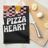 先生の生徒は私のハートのピザを持っている キッチンタオル (四つ折り)