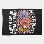 先生の生徒は私のハートのピザを持っている キッチンタオル (横)