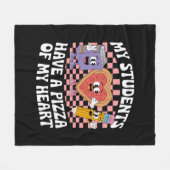 先生の生徒は私のハートのピザを持っている フリースブランケット (正面(横))