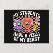 先生の生徒は私のハートのピザを持っている ポストカード (正面)