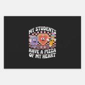 先生の生徒は私のハートのピザを持っている ラッピングペーパーシート (正面)