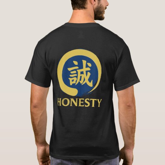 先生の用品 武士道 誠実 漢字 Tシャツ (裏面)