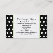 先生の白い水玉模様との緑のAppleの黒 名刺 (裏面)