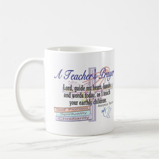 先生の祈りの言葉のギフト---ユニークな先生 コーヒーマグカップ (左)