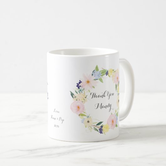 先生の花のリースのコーヒー・マグありがとう コーヒーマグカップ (正面右)