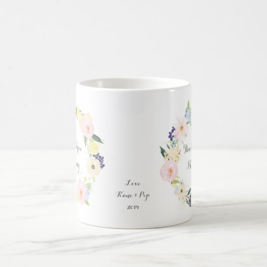 先生の花のリースのコーヒー・マグありがとう コーヒーマグカップ (中央)