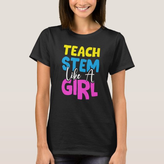 先生の茎のように女の子の科学者の技術の縁起 Tシャツ (正面)