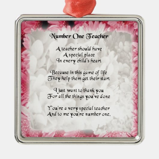 先生の詩-ピンクの花の端のデザイン メタルオーナメント (正面)