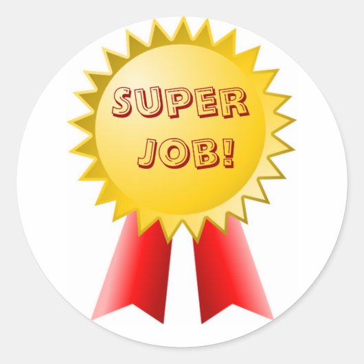 先生の赤と黄色のリボン賞ステッカー ラウンドシール (正面)