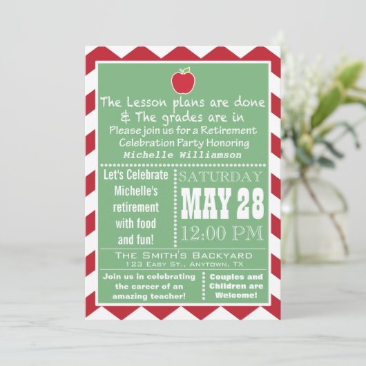 先生の退職のパーティの招待状 招待状 (スタンド正面)