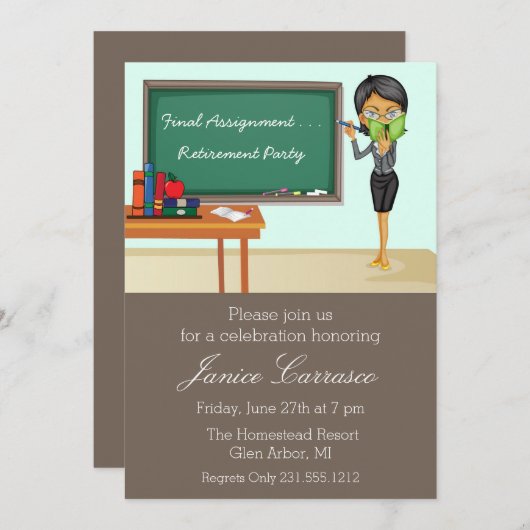 先生の退職のパーティの招待状 招待状 (正面/裏面)