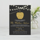 先生の退職の招待状-金ゴールドApple 招待状 (スタンド正面)