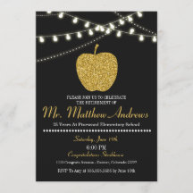 先生の退職の招待状-金ゴールドApple