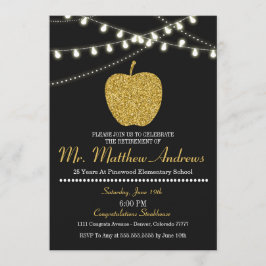 先生の退職の招待状-金ゴールドApple 招待状