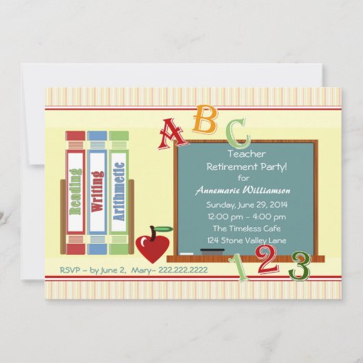 先生の退職の黒板の招待状 招待状 (正面)
