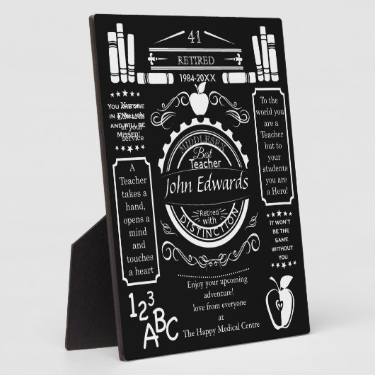 先生の退職ギフトボス、ロングサービス フォトプラーク (側面)