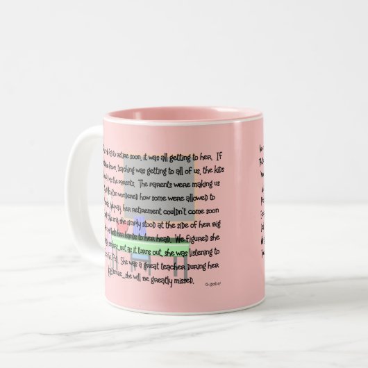 先生の退職"行った狂う"ストーリーアートのギフト ツートーンマグカップ (正面左)