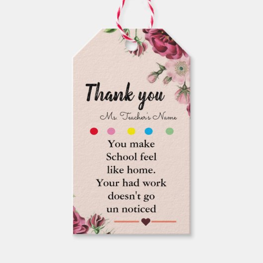 先生の鑑賞フローラ/葉の贈り物ラベル ギフトタグ (正面)