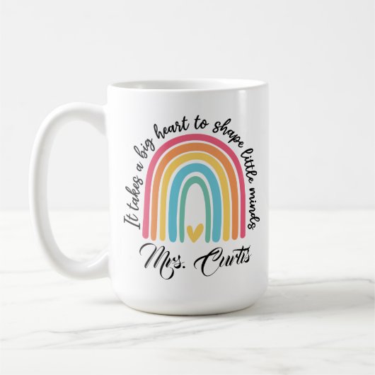 先生の鑑賞形成に大きなハートを要する コーヒーマグカップ (左)