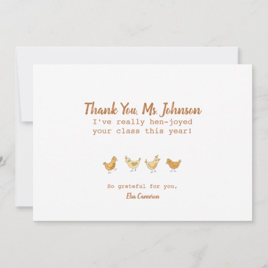 先生の鑑賞用の鶏と雛おもしろい カード (裏面)