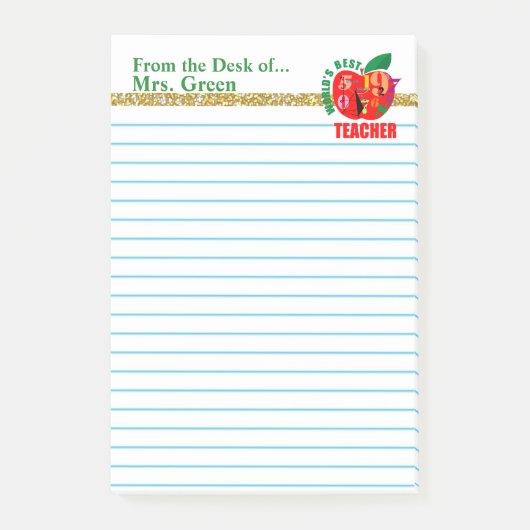 先生のAppleのパーソナライズな名前の机から ポストイット (正面)
