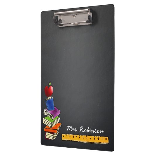 先生のAppleの書架の黒板のモノグラムの名前 クリップボード (左)
