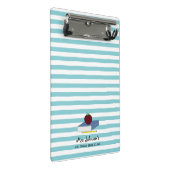 先生のAppleの青い白のストライプ ミニクリップボード (アングル)