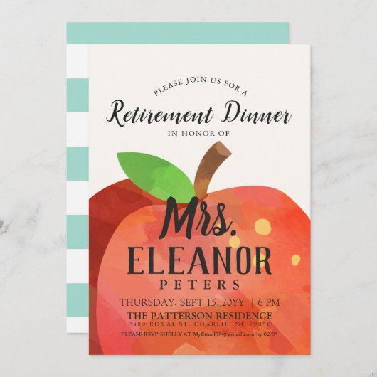 先生のApple定年夕食 | パーティー招待状 招待状 (正面/裏面)