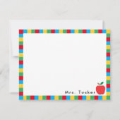 先生のApple & カラフル Blocksかわいい文房具 ノートカード (正面)