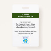 先生のID名タグ、役職、ロゴ写真 バッジ (裏面)