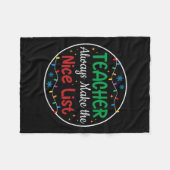 先生はいつも素敵なリストのクリスマスを作おもしろいる フリースブランケット (正面(横))