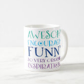 先生はっきりしたカラフルレインボー前向きワードスタック コーヒーマグカップ (正面右)