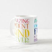 先生はっきりしたカラフルレインボー前向きワードスタック コーヒーマグカップ (正面左)