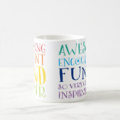 先生はっきりしたカラフルレインボー前向きワードスタック コーヒーマグカップ (中央)