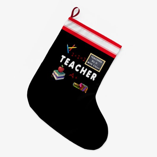 先生はクラスとのそれをします ラージクリスマスストッキング (正面 (吊り時))