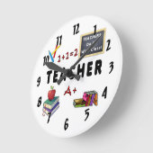 先生はクラス ラウンド壁時計 (傾斜)