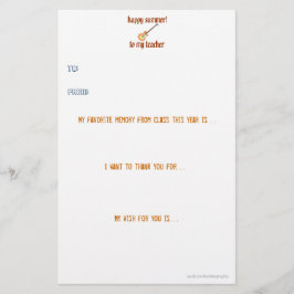 先生はノート感謝していしています 便箋