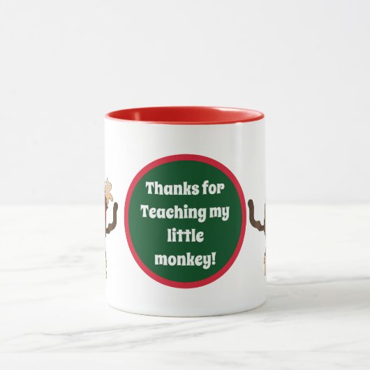 先生はメッセージ小さい猿のコーヒー・マグを加えます マグカップ (中央)