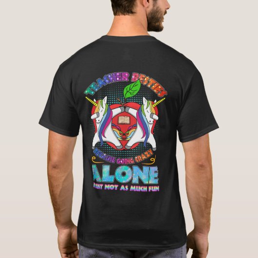 先生は一人でユニコーン熱狂する行くため Tシャツ (裏面)
