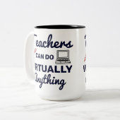 先生は事実上何でもできおもしろい引用文 ツートーンマグカップ (正面左)