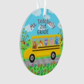 先生は名前をカスタムする|かわいいバス動物感謝していしています オーナメント (正面)